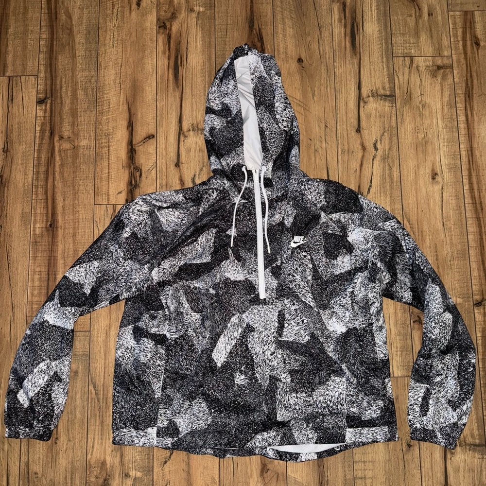 Nike Black and White Patterned Hoodie